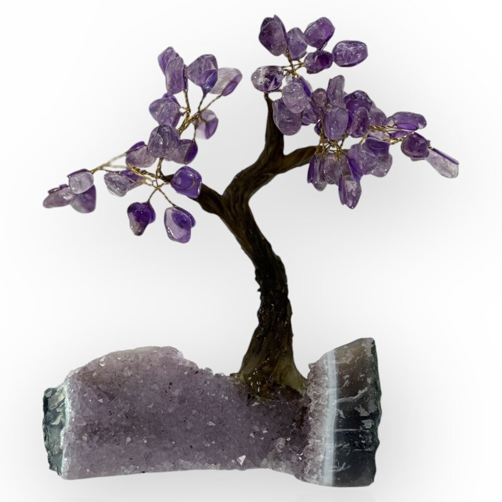 Amethyst Gemstone Bonsai Tree Large Rough Base 7" Height  Decorative Crystal